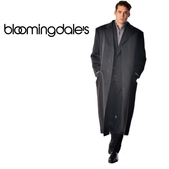 Bloomingdale's Black Cashmere Trench Coat 42R Made in Italy 48" drop